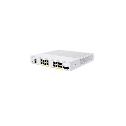 CISCO Switch 16x1000Mbps (POE + ) + 2x1000Mbps SFP, Fémházas, Rackes, Menedzselhető - CBS350-16P-2G-EU