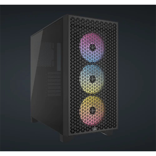 CORSAIR Ház 3000D RGB AIRFLOW, 3xAR120 RGB Ventilátorral, Tápegység nélkül, Edzett Üveg, fekete Corsair