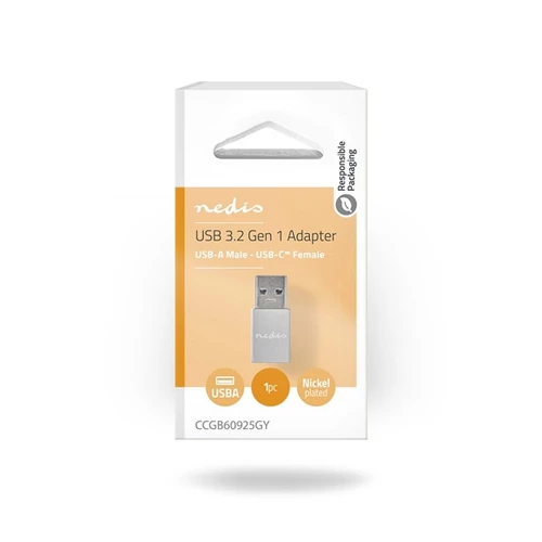 Nedis USB-A - USB-C adapter CCGB60925GY, USB3.2 dugó - USB-C aljzat, 5 Gbps NEDIS - Copygo