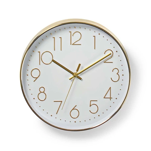 Nedis CLWA015PC30GD falióra, 30 cm átmérő,  1 x AA, arany / fehér, quarz technológia, 1,5V NEDIS
