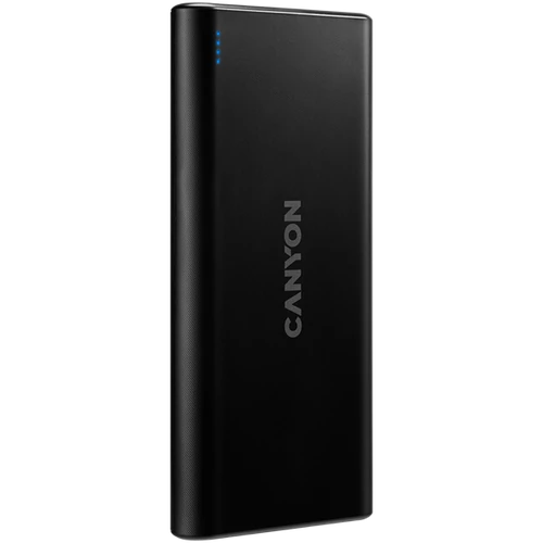 CANYON Powerbank, 10000mAh, USB-C / microUSB Input, 2xUSB Output, 5V-2,1A, fekete - CNE-CPB1006B