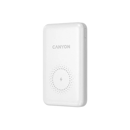 CANYON Vezeték Nélküli Powerbank, 10000mAh, USB-C / microUSB Input, USB-A / USB-C Output, 12V-1,5A, fehér - CNS-CPB1001W