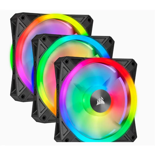 CORSAIR Rendszerhűtő Ventilátor, iCUE QL120 RGB + Lighting Node CORE Kontroller, 12cm, fekete, 3db / csomag Corsair