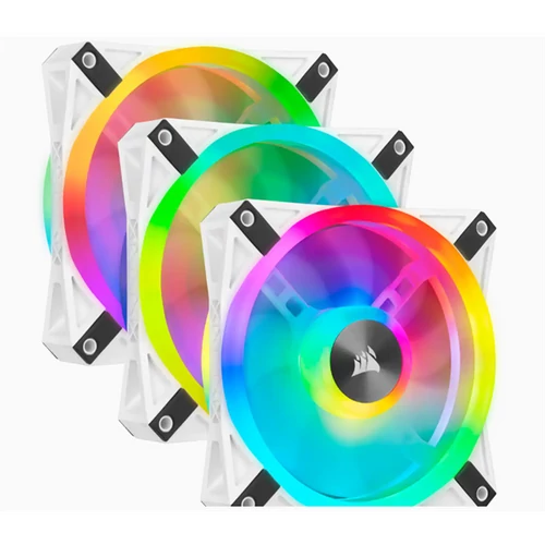 CORSAIR Rendszerhűtő Ventilátor, iCUE QL120 RGB + Lighting Node CORE Kontroller, 12cm, fehér, 3db / csomag Corsair