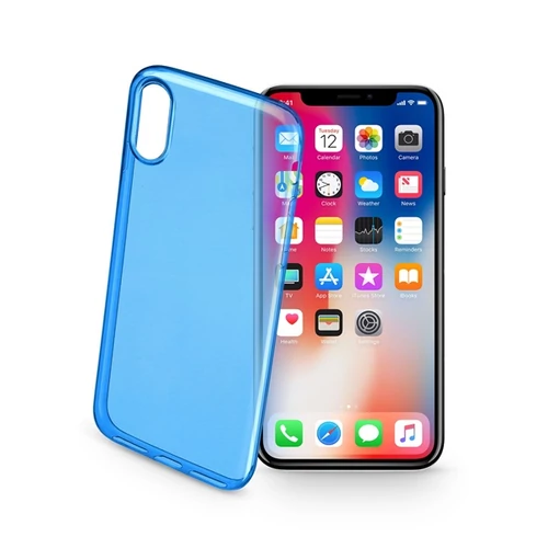 Cellularline tok, Color Case, ultra vékony, átlátszó, gumi iPhone X, kék