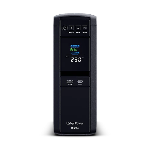 CYBERPOWER UPS gaming, 6xSCHU,2xUSB 1600VA 1600W 230V, színuszus szünetmentes tápegység,LINE-INTERAKTÍV, AVR, színes LCD CyberPower