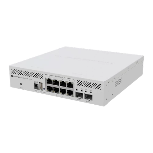 MIKROTIK Cloud Router Switch 8x2500Mbps + 2x10Gbit SFP + , Fémházas, Menedzselheő, Rackes - CRS310-8G + 2S + IN MikroTik