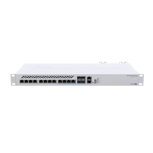 MIKROTIK Cloud Router Switch 1x100Mbps + 8x10Gbps + 4x10Gbps Combo SFP + , Redundáns, Rackes - CRS312-4C + 8XG-RM