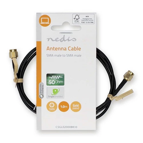 Nedis CSGL02000BK10 SMA kábel, Aranyozott, 50 Ohm, Egyetlen árnyékolt,  1,00 m, kerek, PVC, Fekete NEDIS - Copygo