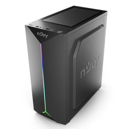 NJOY Ház Midi ATX ANIL Tápegység nélkül, USB2.0 + 3.0, Fekete RGB nJoy