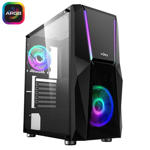 NJOY Ház Midi ATX FORT Tápegység nélkül, USB2.0 + 3.0, Fekete nJoy