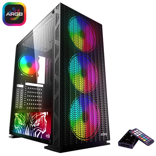 NJOY Ház Midi ATX KONA Tápegység nélkül, Sync Fan Controller + Remote, USB2.0 + 3.0 Fekete nJoy