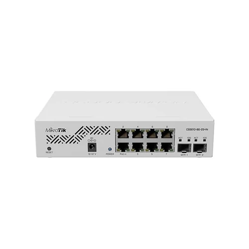 MIKROTIK Cloud Smart Switch 8x1000Mbps + 2x10000Mbps SFP + , Menedzselhető, Rackes - CSS610-8G-2S + IN