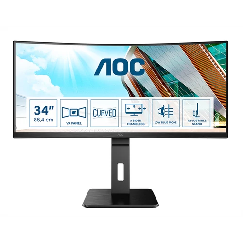 AOC Ívelt VA monitor 34" CU34P2A, 3440x1440, 21:9, 300cd / m2, 1ms, 100Hz, 2xHDMI / DP / 4xUSB, hangszóró