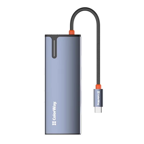 COLORWAY USB-elosztó (dokkolóállomás) CW-HUB01, ColorWay USB-C 5-b-1 Type C PD 100W / USB3.0x3 / HDMI 4K ColorWay