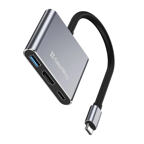 COLORWAY USB hub (dokkolóállomás) ColorWay USB-C 3 az 1-ben Type C PD 100W / USB3.0 / HDMI 4K (CW-HUB08) ColorWay