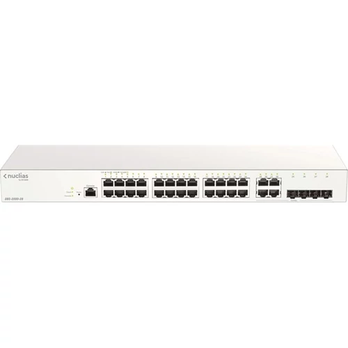 D-LINK Switch 24x1000Mbps (24xPOE) + 4xGigabit kombó Fémházas, Menedzselhető (370W POE) + 1 év Nuclias, DBS-2000-28 / E D-Link