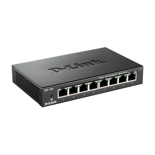 D-LINK Switch 8x100Mbps Fémházas Asztali, DES-108 / E