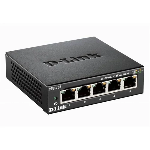 D-LINK Switch 5x1000Mbps Fémházas Asztali, DGS-105 / E