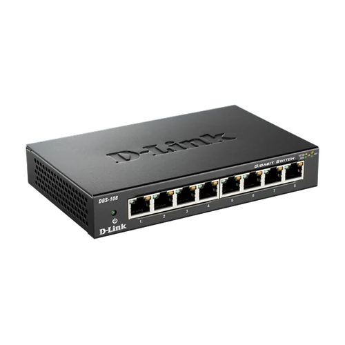 D-LINK Switch 8x1000Mbps Fémházas Asztali, DGS-108GL / E