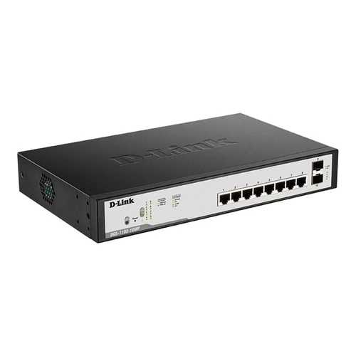 D-LINK Switch 8x1000Mbps (8xPOE) + 2xGigabit SFP Fémházas Asztali Menedzselhető, DGS-1100-10MPV2 / E D-Link