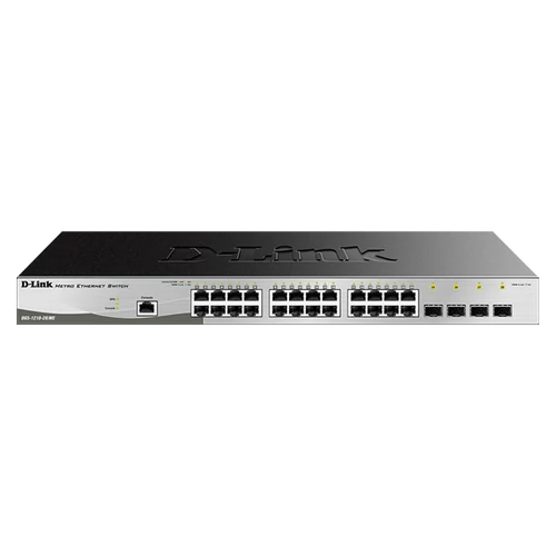 D-LINK Switch 24x1000Mbps (24xPOE) + 4xGigabit kombó SFP Menedzselhető Rackes (Metro), DGS-1210-28P / ME / E D-Link