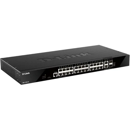 D-LINK Switch 24x1000Mbps + 2x10G + 2xGigabit SFP+ Menedzselhethő Rackes, DGS-1520-28