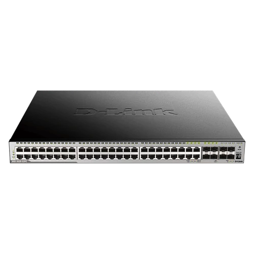 D-LINK Switch 44x1000Mbps(44xPOE) + 4xGigabit SFP+ + 4xGigabit SFP kombó Menedzselhető, Rackes (370W POE), DGS-3630-52PC D-Link