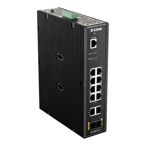 D-LINK Switch Ipari 10x1000Mbps + 2xSFP + 1x konzol port Menedzselhető Fémházas, DIS-200G-12S D-Link