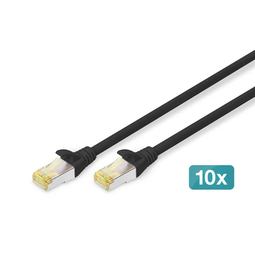 CAT 6A S/FTP PATCH CORD10P AWG 26/7 0.5 M 10 PIECESBLACK