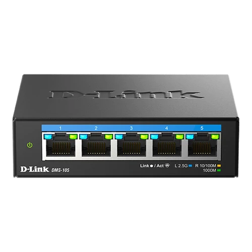 D-LINK Switch 5x2.5Gbps Multi-Gigabit Fémházas Asztali, DMS-105 / E D-Link