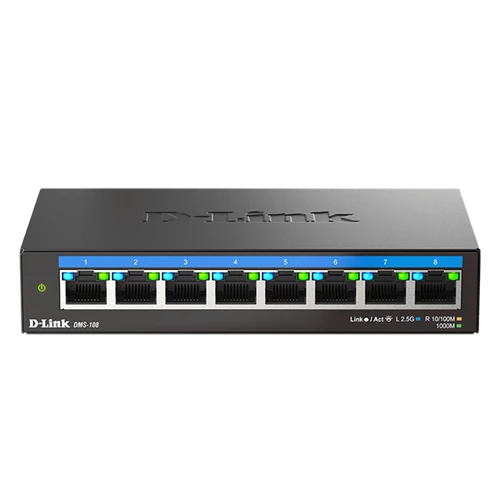 D-LINK Switch 8x2.5Gbps Multi-Gigabit Fémházas Asztali, DMS-108 / E D-Link
