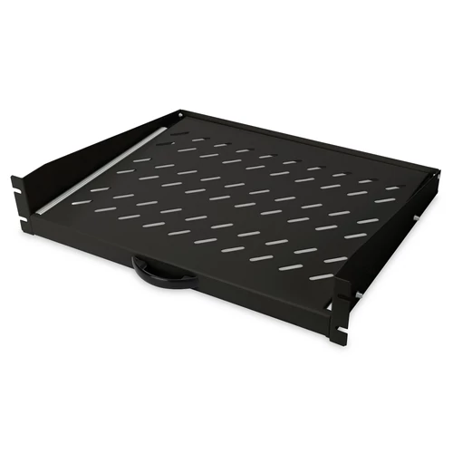 EXTENDIBLE SHELF FIXED MOUNTING 2U 450MM DEPTH UP TO 30KG BLACK