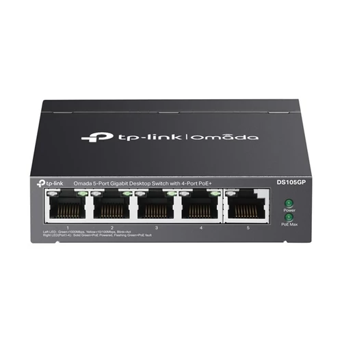 TP-LINK Switch 5x1000Mbps(4xPOE) Fémházas (Omada), DS105GP TP-Link