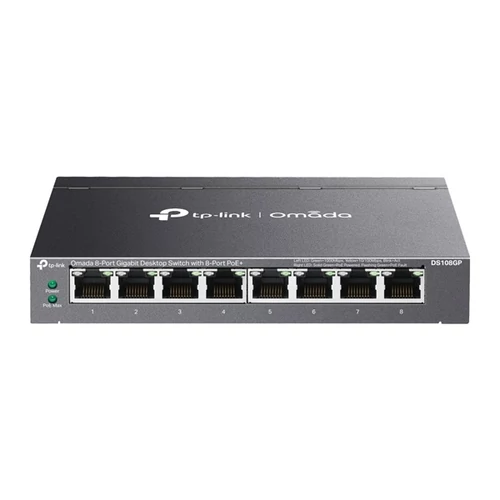 TP-LINK Switch 8x1000Mbps(8xPOE + ) Fémházas (Omada), DS108GP TP-Link