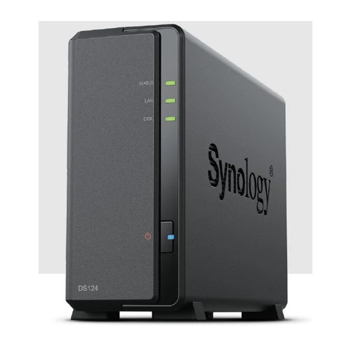 SYNOLOGY NAS 1 fiókos DS124 Realtek RTD1619B 4x1,7GHz, 1GB DDR4, 1x1GbE, 2xUSB3.2Gen1 Synology