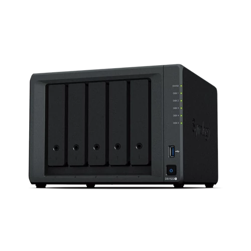 SYNOLOGY NAS 5 Fiókos AMD Ryzen R1600 2x2,6GHz, 8GB DDR4, 4x1GbE, 2xUSB3.2 - DS1522+