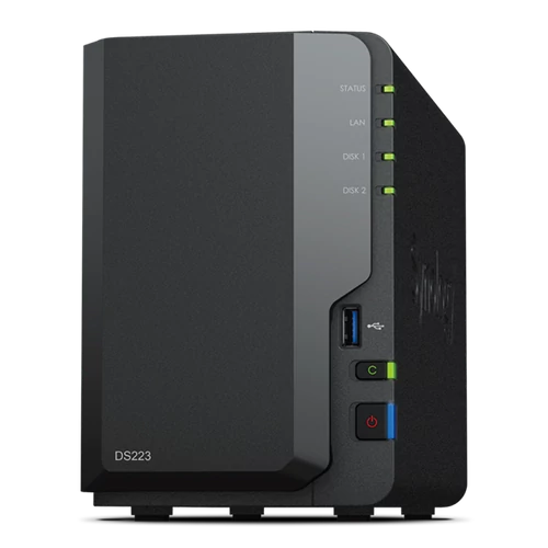 SYNOLOGY NAS 2 fiókos DS223 Realtek RTD1619B 4x1,7GHz, 2GB DDR4, 1x1GbE, 3xUSB3.2Gen1 Synology