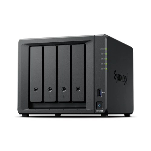 SYNOLOGY NAS 4 Fiókos Intel Celeron J4125 4x2,7GHz, 2GB DDR4, 1x2,5GbE, 1x1GbE, 2x2280NVMe - DS425+ Synology