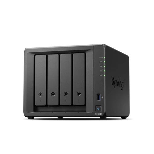 SYNOLOGY NAS 4 Fiókos AMD Ryzen R1600 2x2,6GHz, 4GB DDR4 ECC, 2x1GbE, 2xUSB3.2 - DS923+