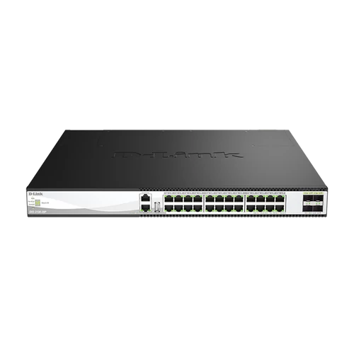 D-LINK Switch 24x10G(24xPOE) + 4x10G / 25G SFP28 Fémházas, Menedzselhető, Rackes, DXS-3130-28P / E D-Link