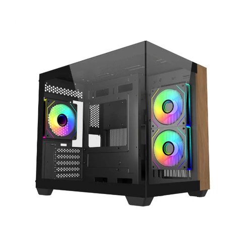 COOLER MASTER Ház ITX / Micro-ATX ELITE 481 Wood,Tápegység nélkül, Fekete Cooler Master