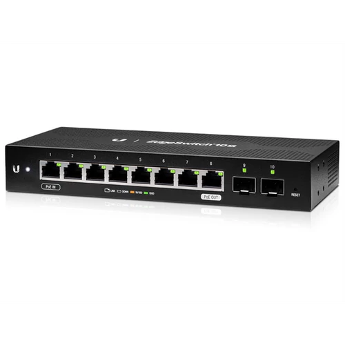 UBiQUiTi EdgeSwitch 8x1000Mbps + 2x1000Mbps SFP, Falra rögzíthető, Menedzselhető - ES-10X