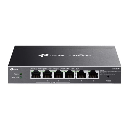 TP-LINK Switch 6x1000Mbps (4xPOE + ) Fémházas Easy Smart (Omada), ES206GP TP-Link