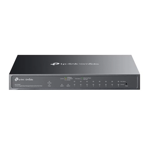 TP-LINK Switch 9x1000Mbps (8xPOE + ) +1xGigabit SFP kombó Fémházas Easy Smart (Omada), ES210GMP TP-Link