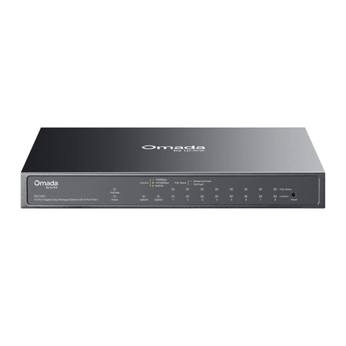 TP-LINK Switch 9x1000Mbps (8xPOE + ) +1xGigabit SFP kombó Fémházas Easy Smart (Omada), ES210GP TP-Link