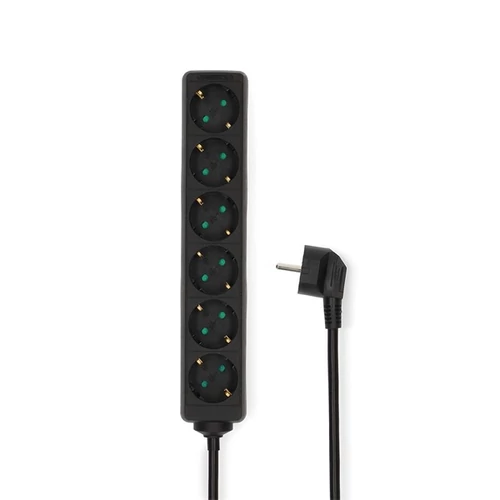 Nedis ESOC630F1BK 6 aljzatos elosztó, 3 m, 3680 W, 16 A, fekete NEDIS