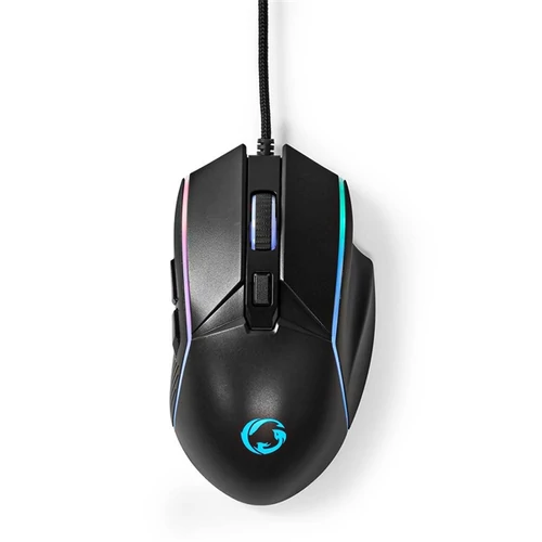 Nedis GMWD510BK gamer egér, állítható 800 / 1200 / 2400 / 3200 / 4800 / 7200 dpi | Gombok száma: 6 | RGB NEDIS