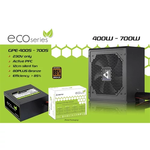 CHIEFTEC Tápegység ECO 600W 12cm ATX BOX 85+ Bronz