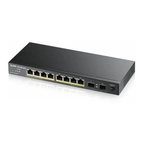 ZYXEL Switch 8x1000Mbps (8xPOE) + 2xGigabit SFP Fémházas Asztali, GS1100-10HP-EU0102F Zyxel